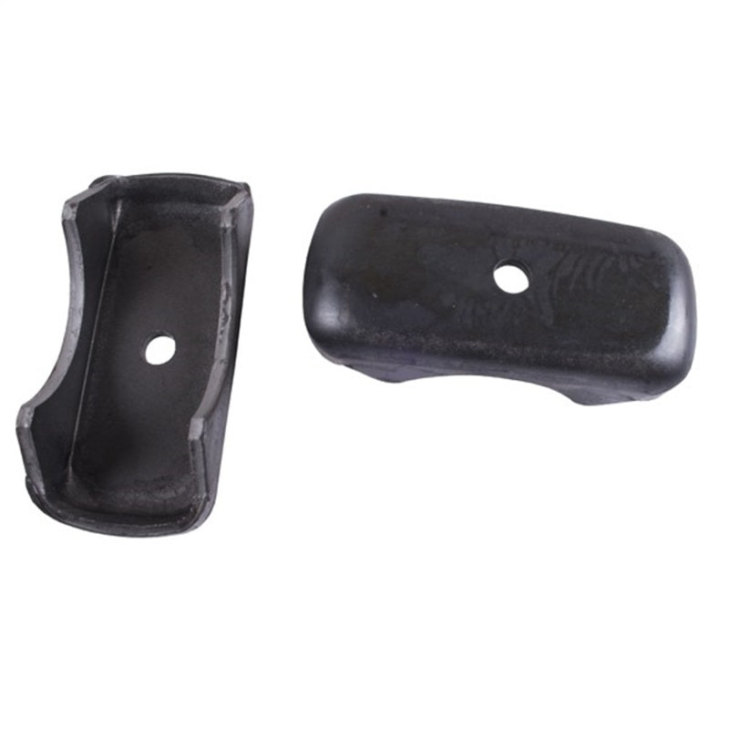 Pair of black steel rear leaf spring perches for 1976-1986 Jeep CJ models with AMC 20 axle