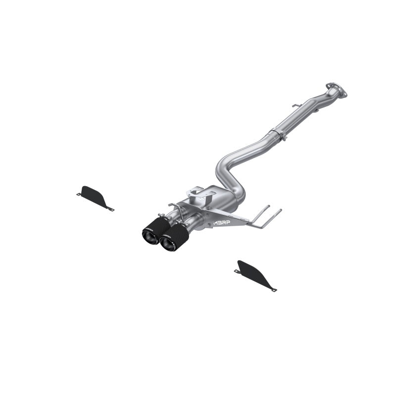 MBRP T304 stainless steel 3-inch cat-back exhaust system with dual carbon fiber tips for Toyota GR Corolla.