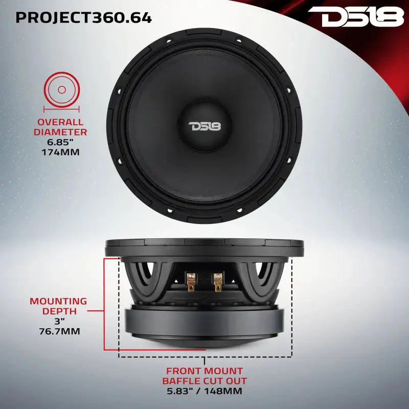 DS18 High-Sensitivity Mid-High Loudspeakers with Rotating Recone (6.5", 98dB, 4-Ohm, 95Hz-17kHz)