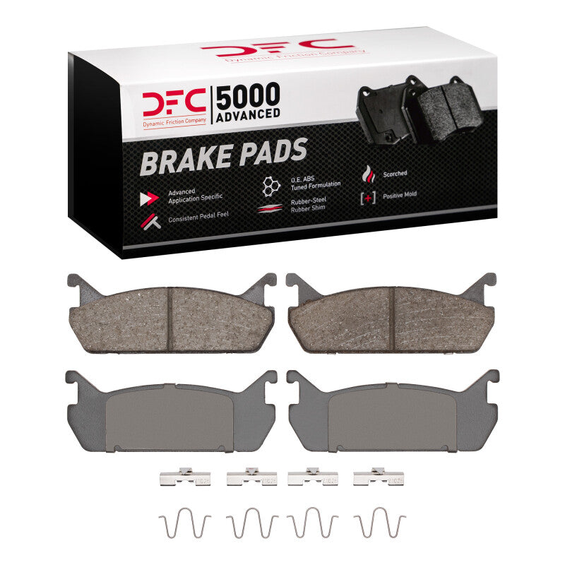 DFC 5000 Advanced Ceramic rear brake pads with premium stainless steel installation hardware kit.