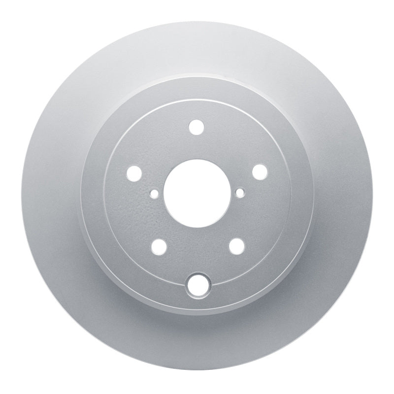 DFC GeoSPEC coated rear brake rotor for Subaru WRX STI featuring a silver anti-corrosion finish on the hub and friction surface.