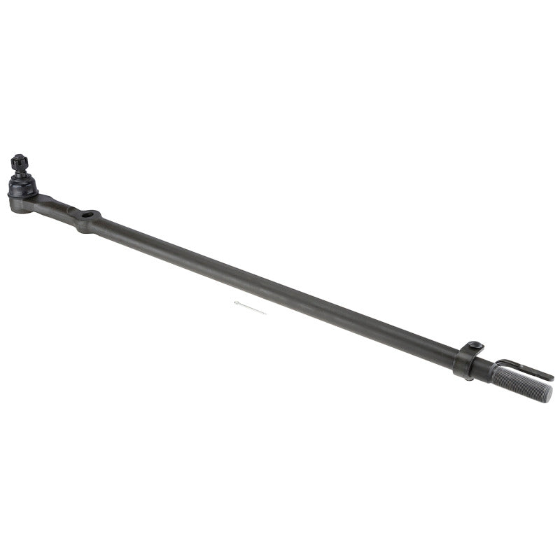 MOOG steering drag link for Ford Super Duty trucks featuring a greaseable metal stud and threaded adjustment end