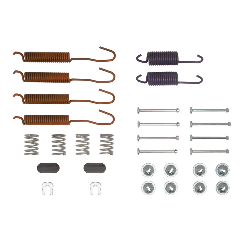 Complete DFC drum brake hardware kit including return springs, hold-down pins, and clips for vintage Dodge and Ford trucks.