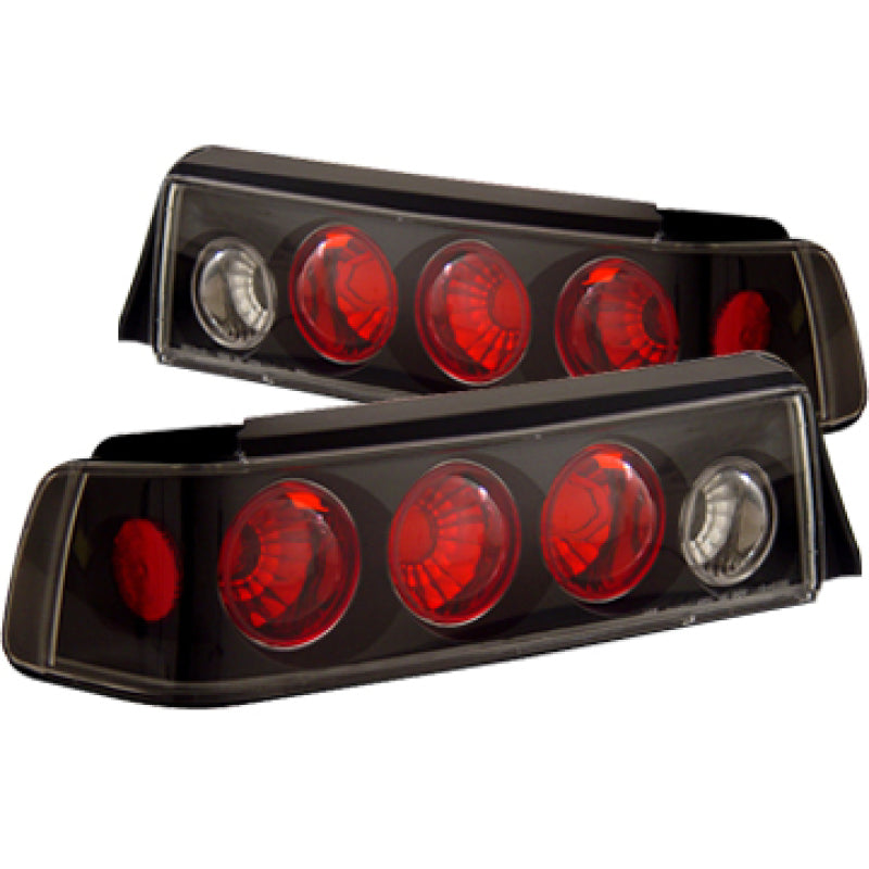 Pair of ANZO black housing tail lights with clear lenses for 1988-1991 Honda Civic 3-door models.