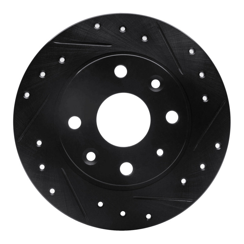 R1 Concepts rear right drilled and slotted black brake rotor for 1990-1993 Mazda Miata