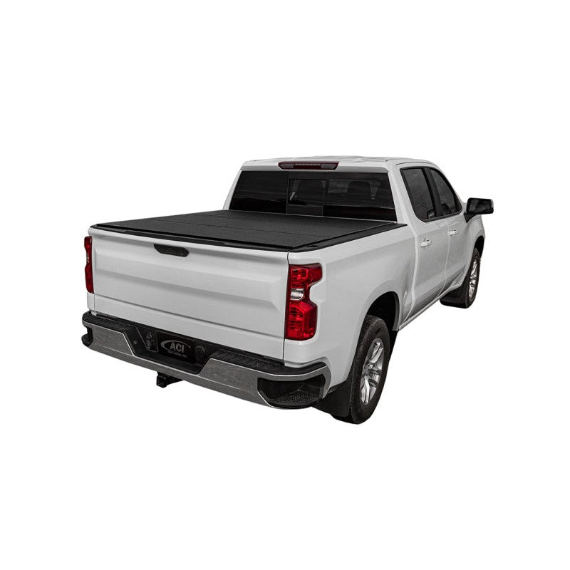 Access LOMAX Hard Tri-Fold Tonneau Cover with Black Urethane finish on a 2022-2025 Ford Maverick.