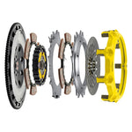ACT Mod-Twin 225 HD race clutch kit including flywheel, pressure plate, and ceramic puck discs for Subaru WRX STI.