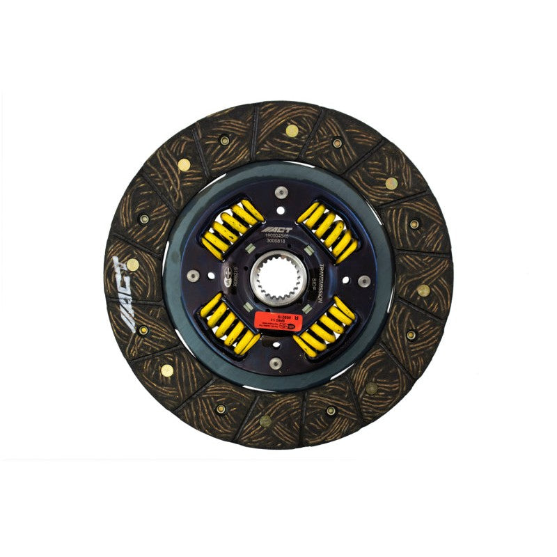 ACT 3000818 performance street sprung clutch disc with high-copper organic friction material and spring-centered hub.