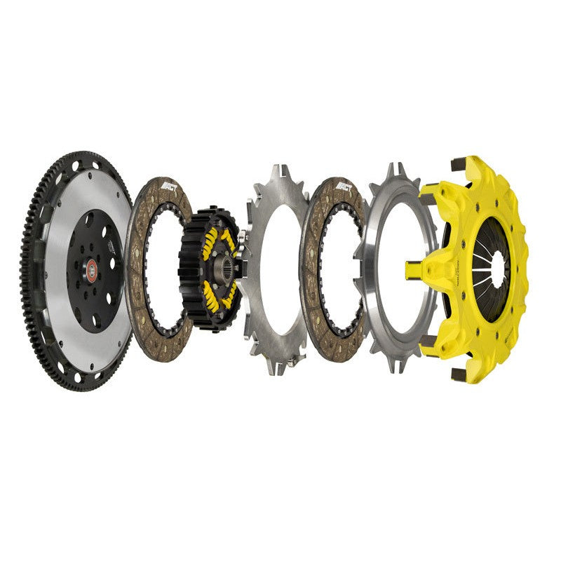 ACT T2SS-S01 Mod-Twin 225 XT Sprung Street Clutch Kit featuring twin discs, sprung hub, and CNC-machined flywheel.