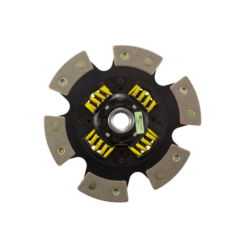 ACT 6-pad sprung race clutch disc with gold-colored ceramic friction pads and a heavy-duty spring center assembly.