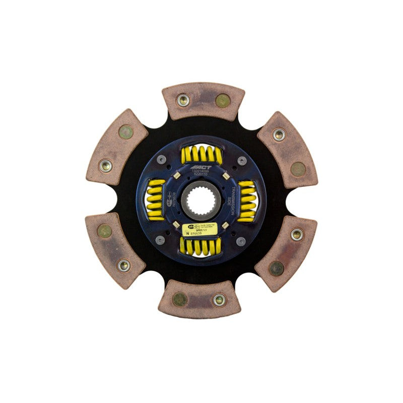 ACT 6-pad sprung race clutch disc with ceramic friction pads and heavy-duty spring retainer stampings.