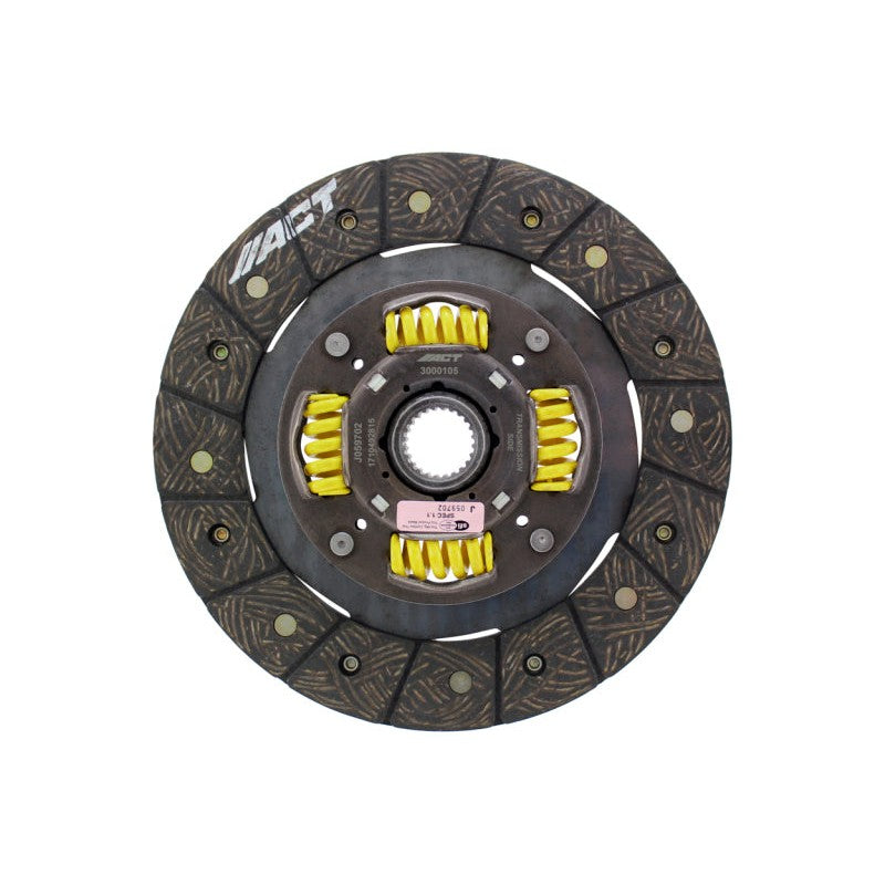 ACT 3000105 Performance Street Sprung Clutch Disc with organic friction material and spring-centered hub.
