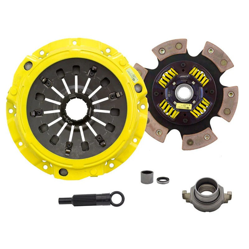 ACT XT-M race clutch kit including Xtreme pressure plate, 6-pad sprung disc, and Monoloc collar for Mazda RX-7.
