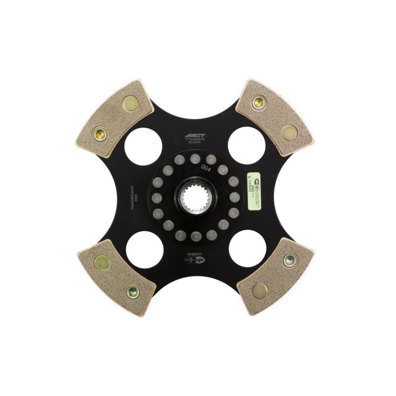 ACT 4-pad rigid ceramic race clutch disc with gold-colored pads and heavy-duty center rivets.