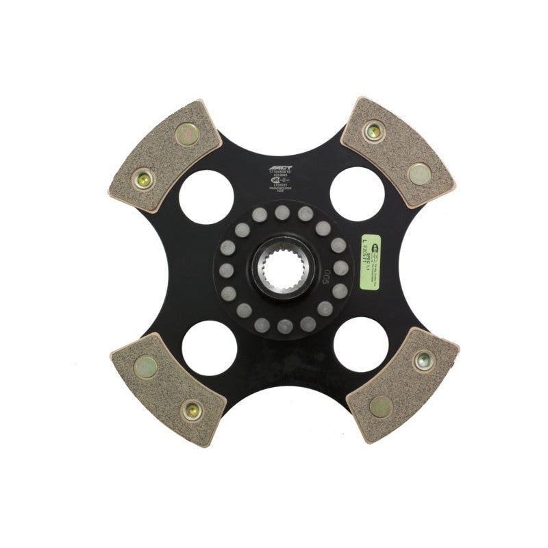 ACT 4-pad rigid ceramic race clutch disc with high-strength rivets and ceramic friction pads.