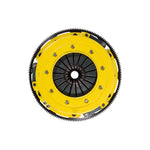 ACT T1R-G01 Twin Disc HD Race Clutch Kit featuring ceramic 6-pad discs, pressure plate, and balanced flywheel.