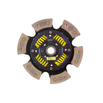 ACT 6-pad ceramic sprung race clutch disc with gold-tone retainer and metallic friction pads for Lancer Evolution.