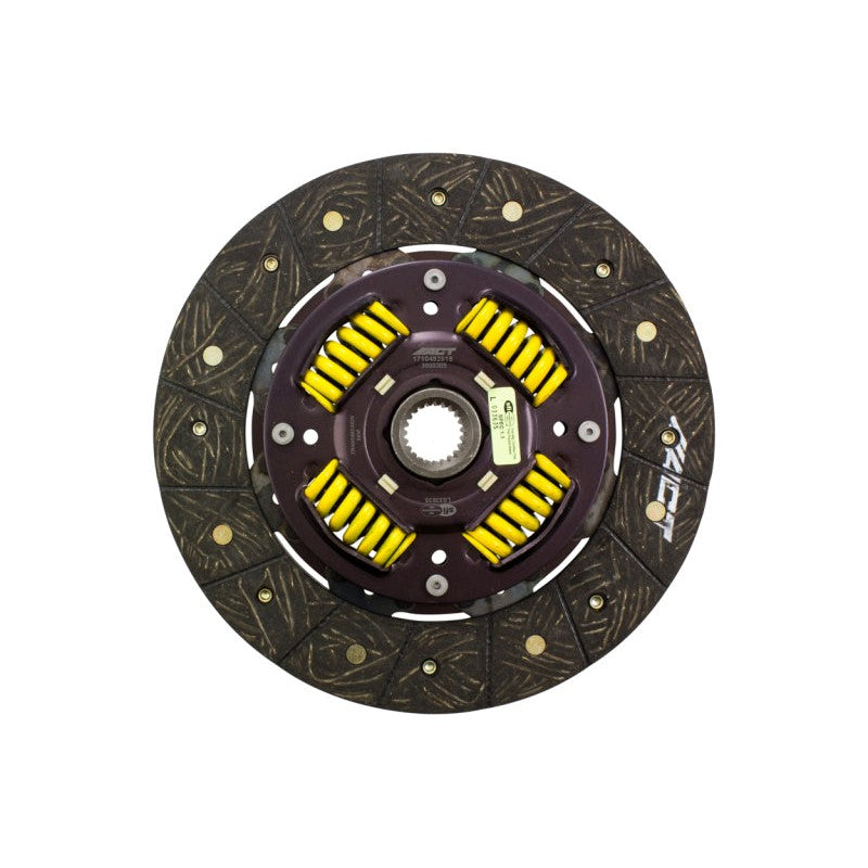 ACT performance street sprung clutch disc with high-copper organic friction material and a spring-centered hub.