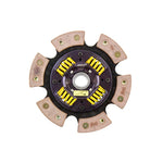 ACT 6-pad sprung race clutch disc featuring ceramic friction pads and a reinforced center spring hub assembly.
