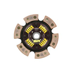 ACT 6-pad sprung race clutch disc featuring ceramic friction pads and a reinforced spring-centered hub.