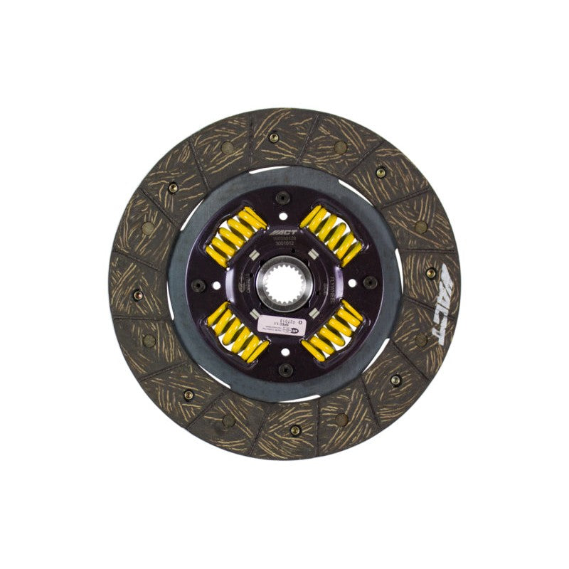 ACT 3001012 performance street sprung clutch disc featuring organic friction material and a spring-centered hub.