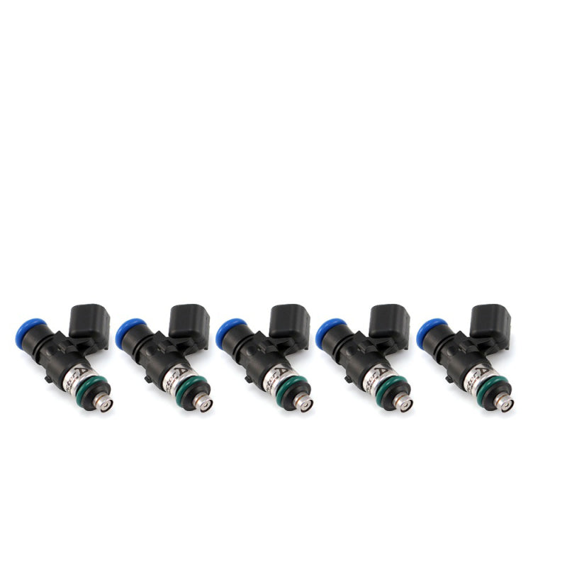 Set of five Injector Dynamics ID1300 fuel injectors featuring USCAR connectors and 14mm o-rings