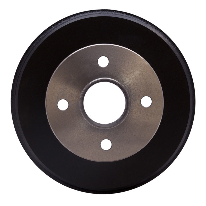DFC True Balanced rear brake drum with black high-temperature coating and precision machined friction surface.