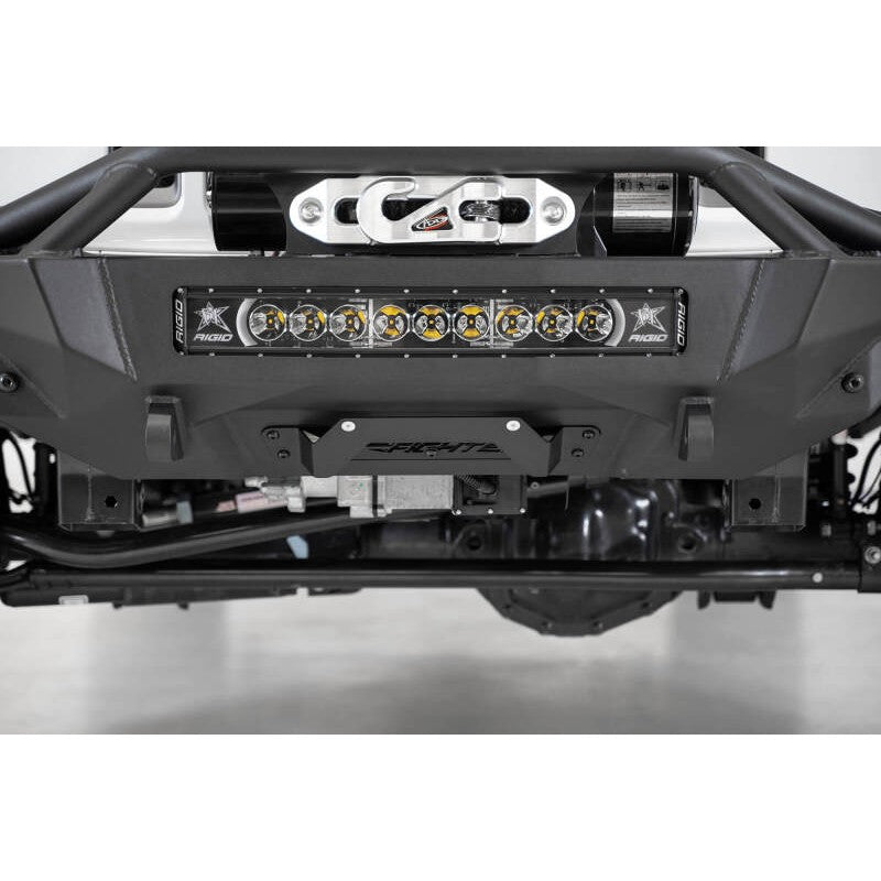 Hammer black Addictive Desert Designs Stealth Fighter front license plate bracket for 2007-2025 Jeep Wrangler and Gladiator