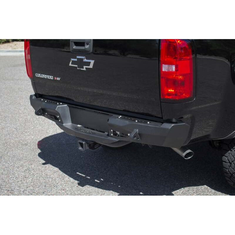 Hammer black steel Stealth Fighter rear bumper with satin black panels for 2015-2020 Colorado and Canyon.