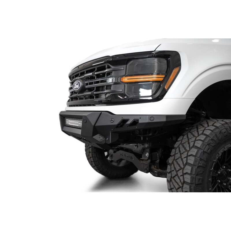 Hammer black Addictive Desert Designs Black Label front bumper with 20-inch light mount for 2024-2025 Ford F-150.