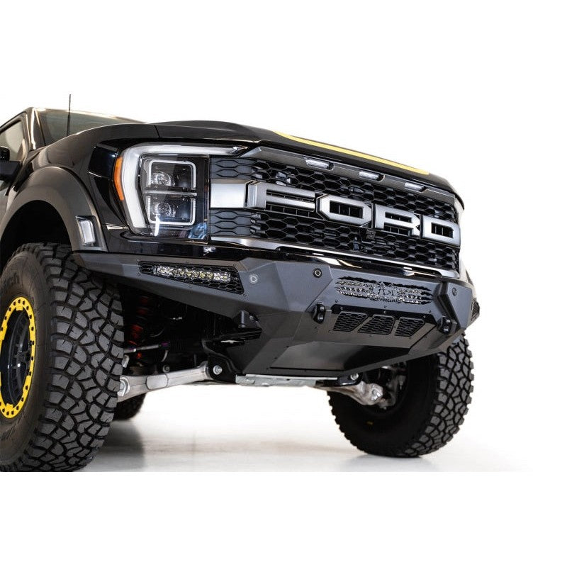 Addictive Desert Designs HoneyBadger hammer black steel front bumper with top hoop for 2021-2025 Ford Raptor
