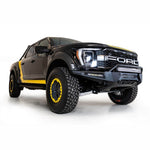 Addictive Desert Designs HoneyBadger front bumper with top hoop and hammer black finish for 2021-2025 Ford Raptor
