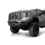 Addictive Desert Designs Phantom winch-ready front bumper in Hammer Black for 2024-2025 GMC Sierra 2500/3500 HD.