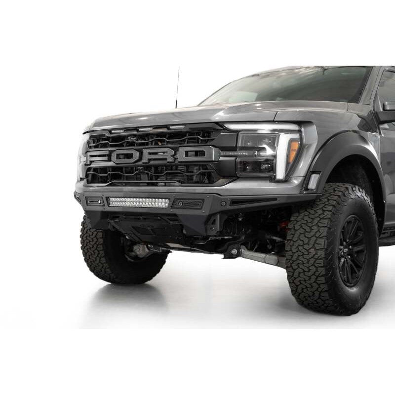 Hammer black steel Rock Fighter front bumper with vented aluminum skid plate for 2021-2025 Ford F-150 Raptor