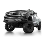 Addictive Desert Designs Black Label 3-piece steel front bumper in hammer black for 2022-2025 Chevrolet Silverado 1500.