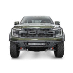 Hammer black steel ADD Phantom front bumper with aluminum skid plate installed on a 2024-2025 Ford Ranger Raptor.