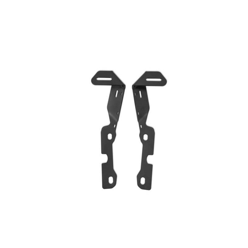 Pair of hammer black powder coated steel ditch light brackets for 2021-2024 Ram 1500 TRX.