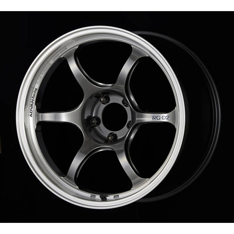 Advan RG-D2 multi-spoke wheel in Machining and Racing Hyper Black finish, showing machined spoke accents and center cap.