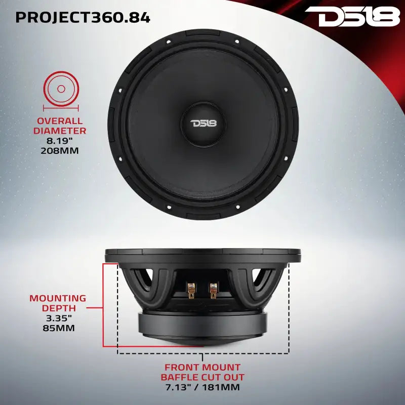 DS18 8" High-Sensitivity Mid-High Loudspeaker with Rotating Recone (100.2dB, 4-Ohm)