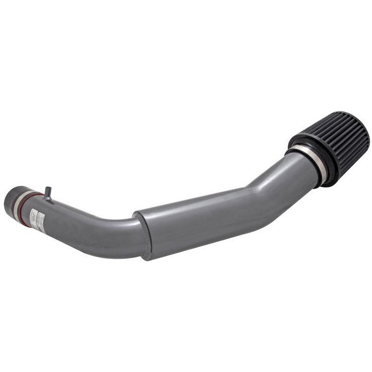 AEM 24-6110C Dual Chamber intake system with gunmetal gray mandrel-bent aluminum piping and tapered Dryflow air filter.