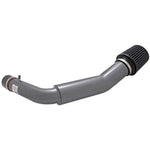 AEM 24-6110C Dual Chamber intake system with gunmetal gray mandrel-bent aluminum piping and tapered Dryflow air filter.