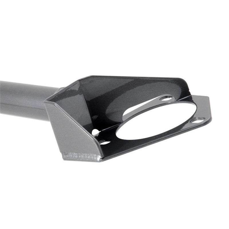 AEM charcoal gray powder coated 1.5-inch steel performance strut tower bar for 2008-2015 Mitsubishi Lancer.