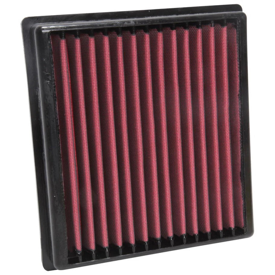 AEM DryFlow synthetic oil-free performance air filter with red filtration media and black frame