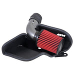 AEM 21-763C gunmetal gray cold air intake system with mandrel-bent aluminum tubing and a red synthetic Dryflow air filter