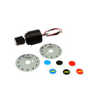 AEM 12-position universal trim pot with 12-inch flying leads, mounting nut, and included adjustment decals.