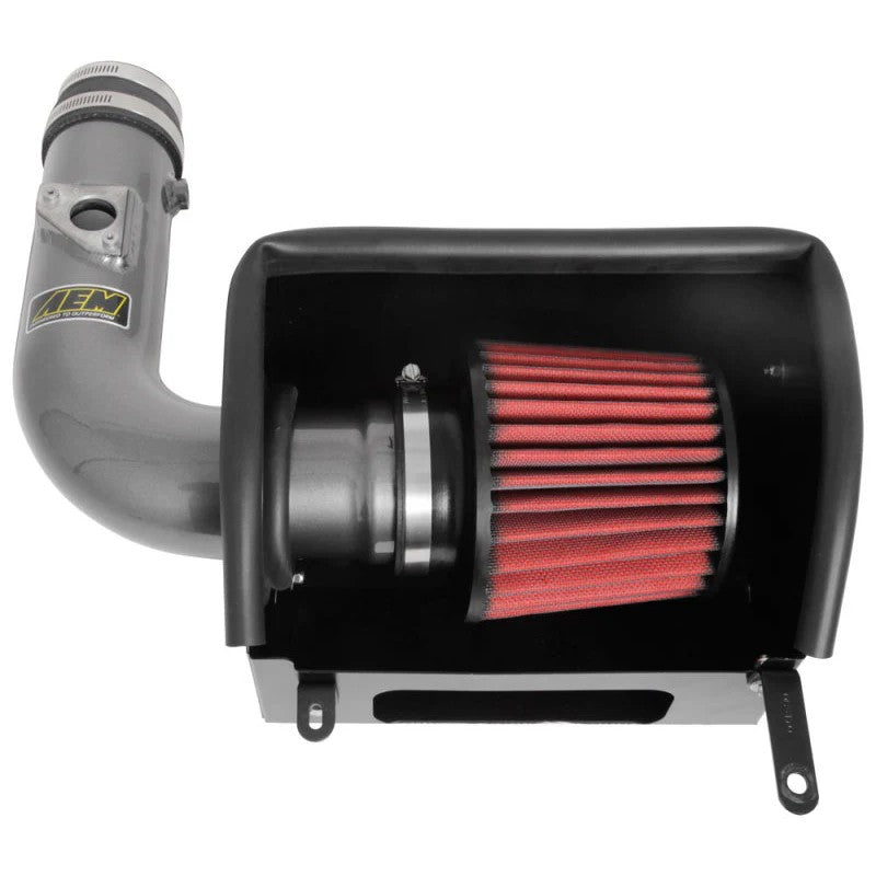 AEM gunmetal gray mandrel-bent aluminum cold air intake system with oil-free synthetic Dryflow air filter
