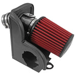AEM gunmetal gray mandrel-bent aluminum cold air intake system with conical Dryflow air filter and heat shield.