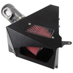 AEM Gunmetal Gray cold air intake system with mandrel-bent aluminum tube and Dryflow synthetic air filter.