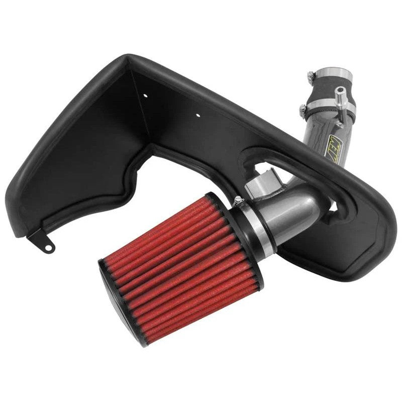 AEM Cold Air Intake System 21-813C with gunmetal gray aluminum tubing and conical Dryflow air filter.