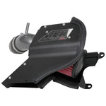 AEM 21-869C cold air intake system with gunmetal gray mandrel-bent aluminum tube and red Dryflow air filter.